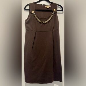 MICHAEL Michael Kors Espresso Brown Chain-Neck Shift Dress | Size 4